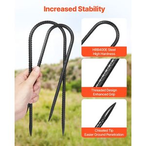 Ancoraggi a terra in acciaio zincato per impieghi gravosi da 10 pollici, a forma di U, con diametro di 0,32 pollici, puntali a scalpello, resistenti alla ruggine - Product Image 3