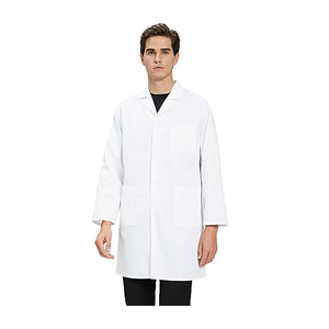 Unisex Classic White Cotton <b>Scrub</b> <b>Sets</b> with Jersey Fabric Needle Detection Professional Medical Nurse Uniform for Hospital Use - Product Image 1