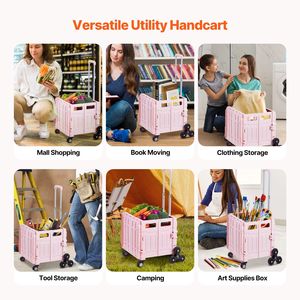 Carrello Pieghevole da 65L con Ruote per Salire le Scale, Girevole a 360 Gradi, Cassetta Portatile su Ruote, Carrello Richiudibile - Product Image 3