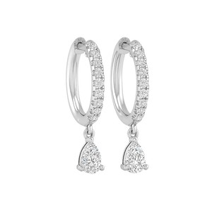 Modern Unhinged <b>Huggie</b> Hoop Earrings with Micro Pave Diamond Drop Fine Jewelry Diamond <b>Huggie</b> Hoop Drop Earrings in White Gold - Product Image 6