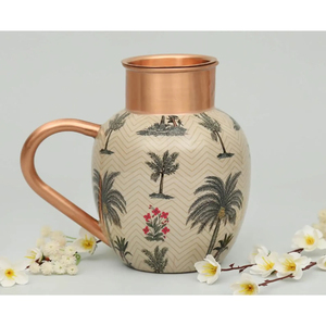 Luxury Ayurvedic Copper Jug 1000ml Enamel Sticker Applied Finished Healthy Drinking Vessel Ideal for Home & Hotels Drinkware <b>Mug</b> - Product Image 4
