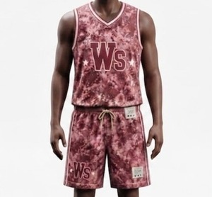 Women's <b>Tie</b> <b>Dye</b> Basketball Jersey Set Crew Neck Sleeveless Tank Top Drawstring Shorts Breathable Spandex/Nylon Heat-Transfer - Product Image 3