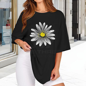 T-shirts amples et décontractés pour femmes, écologiques et propres, look professionnel, distribution en gros pour vêtements adultes, 100% coton - Product Image 3
