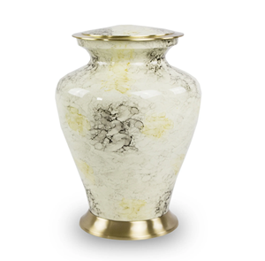 Urna Funeraria de Metal Clásica Color Crema Dorado para Cenizas Humanas de Adultos, Estilo Americano/Europeo - Product Image 1