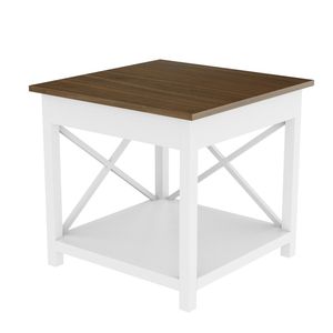 American Style White and Wood Corner Desk with Storage Shelves Small Square Table for Home Office for Small Spaces - Product Image 1