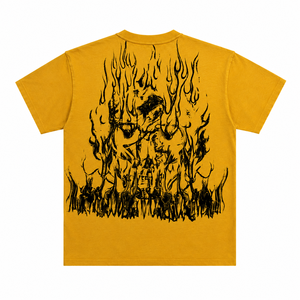 Black Men's T-<b>Shirt</b> With Blue <b>Flame</b> Print Back Design Short Sleeve O-Neck Street Style Regular Fit Cotton Jersey - Product Image 1