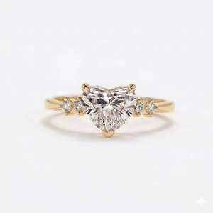 แหวนหมั้นทองคำ 14K โรสโกลด์ ดีไซน์ทันสมัย รุ่น VB-38SR ประดับเพชรแล็บรูปหัวใจ น้ำหนัก 3.10 กะรัต สี E ความสะอาดระดับ VS แหวนขอแต่งงาน - Product Image 3