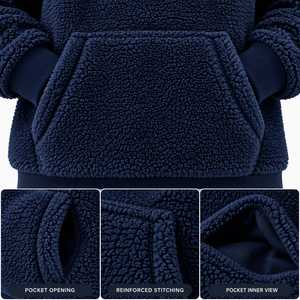 <b>Men's</b> <b>Navy</b> Blue <b>Fleece</b> Hooded Sweatshirt Regular Fit Casual Winter Wear With Pocket Anti-Pilling By KALEEM QUALITY WEAR - Product Image 5