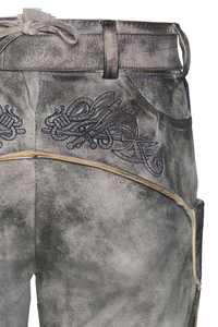 Shorts en Lederhosen bavarois pour hommes, gris, brodés, pantalon traditionnel Trachten, vêtements décontractés pour l'Oktoberfest - Product Image 3