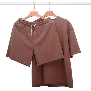 Mens Shorts <b>Set</b> Custom Logo Summer Two Piece Outfit Breathable Quick Dry Casual <b>Knitted</b> Fleece Short Sleeve T-Shirts Shorts <b>Set</b> - Product Image 1