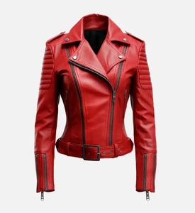 Nouvelle veste en cuir courte et ajustée pour femme, style motard, hiver, décontractée, avec fourrure, col respirant et confortable, grandes tailles - Product Image 1