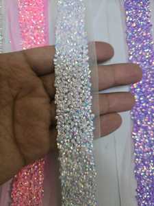 New Design Colorful Sewing Beaded Lace Rhinestone AB Crystal Trim for Clothes <b>Decoration</b> Deals In wholesale - Product Image 4