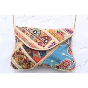 Modern Style Hand Embroidery Banjara Casual Fashion Open Closure <b>Chains</b> Patchwork <b>Mirror</b> Work Clutch Purse for Women's Daily Use - Product Image 2
