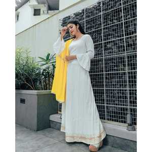 Robe en mousseline de coton blanc argenté taille XS - Product Image 3