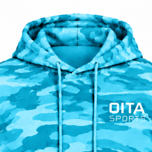 Cyan <b>Camo</b> Pullover Hoodie Men Custom Camouflage Printed Sweatshirt Kangaroo Pocket Long Sleeve Casual Training Streetwear <b>Top</b> - Product Image 3