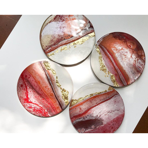Luxury Round <b>Epoxy</b> <b>Resin</b> Coaster Set With Gold Foil Custom Designer Heat Resistant Drink Mats For Home Hotel & Cafe Decoration - Product Image 1