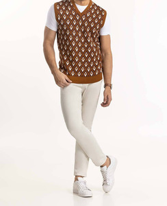 Nouveau design, cardigan à manches longues, col en V, logo de la marque, tricot brodé, patch en chenille personnalisé, pull pour homme - Product Image 2