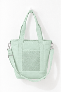 Bolsa de Lona Blanca con Asa de Hombro Ajustable, Cierre de Cremallera, Plegable, para Compras y Viajes Diarios - Product Image 4