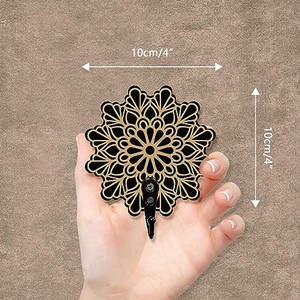 Porte-clés mural Mandala en bois de pin à 5 crochets - Peint à la main, style bohème, vente en gros - Product Image 4