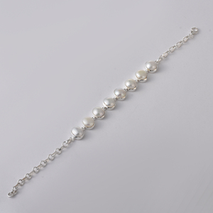 <b>Solid</b> 925 Sterling <b>Silver</b> Natural White Pearl Gemstone <b>Bracelet</b> Indian Handmade <b>Silver</b> Jewelry Bangles Freshwater Pearl <b>Bracelet</b> - Product Image 3