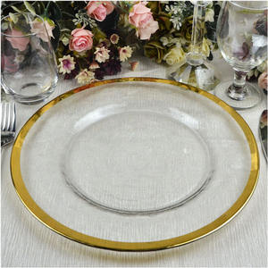Assiettes de présentation de luxe transparentes or et noir pour occasions festives – Vente en gros - Product Image 1