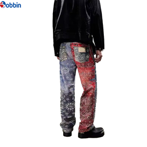 Pantalones Vaqueros Personalizados para Hombre, Diseño Personalizado con Impresión Digital, Corte Recto de Cintura Media, Estilo Hip Hop - Product Image 1