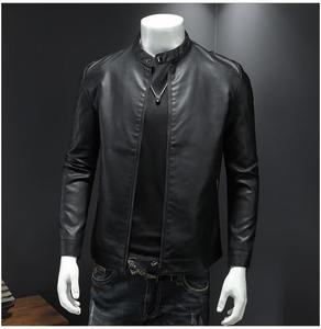 Chaqueta de Cuero Negra para Hombre, Estilo Café Racer, Corte Ajustado, Cuello Alto, Piel de Cordero Genuina, Prenda Exterior para Motociclistas, Ecológica y Transpirable - Product Image 5