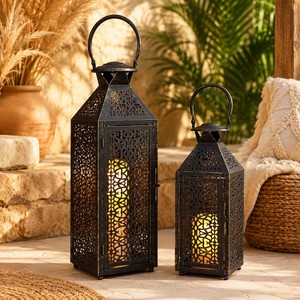 Portavelas de hierro forjado a mano con grabado cuadrado, diseño calado de 1 color, decoración para el hogar, uso en bodas, Navidad, Pascua, estilo Art Empire - Product Image 6