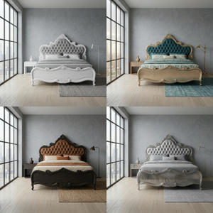 Lit capitonné en bois massif de style classique français pour hôtel 5 étoiles, mobilier de chambre de villa de luxe, fabrication sur mesure OEM - Product Image 6