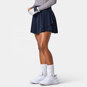 Minifalda Plisada Azul Marino para Mujer con Volantes, Cintura Natural, Estilo Casual de Verano, Tela de Spandex y Poliéster - Product Image 3