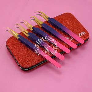 Pince à épiler professionnelle en acier inoxydable à pointe en fibre pour cils, 45 et 90 degrés, pour volume et éventail, ensemble de pinces à épiler pour extensions de cils - Product Image 3