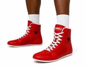 Bottes de boxe personnalisées Dumela en cuir rouge, toutes saisons, durables, écologiques, avec logo personnalisé, confortables, respirantes, ensembles de boxe - Product Image 4