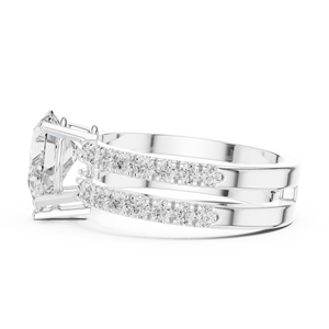 Pear Cut Moissanite Engagement <b>Ring</b> 925 Sterling <b>Silver</b> Women's Double Band <b>Solitaire</b> Wedding <b>Ring</b> Fine Jewelry - Product Image 1
