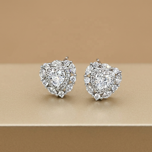 Boucles d'oreilles clous en cristal taille cœur, en alliage plaqué rhodium, bijoux romantiques pour femmes, pour mariage et soirée, placage multicolore - Product Image 4