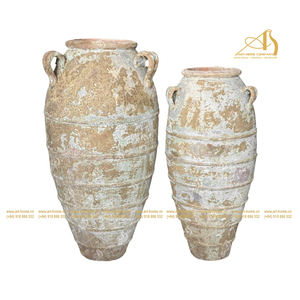 Atlantis AN902H87 Pot de fleurs en céramique galvanisée jaune et blanche pour le jardin et la décoration intérieure. - Product Image 1