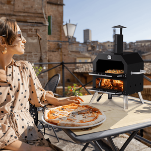 Forno per Pizza Portatile da 12 Pollici con Rotazione Automatica 51749234, Macchina per Cucinare con Gambe Pieghevoli e Termometro Integrato per Campeggio - Product Image 3
