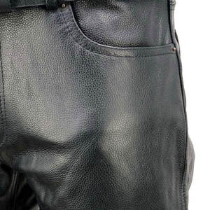 Pantalones de moto casuales para hombre, negros, de cuero sintético, transpirables, de corte medio recto, con cierre de cremallera, ligeros, de material tejido, con cinturón. - Product Image 6