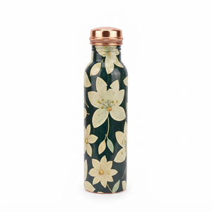 Botella de Agua de Cobre Hecha a Mano con Diseño Floral Kalamkari, Botella Metálica para Beber, Venta al Por Mayor, Exportación, Regalo para el Hogar y la Cocina, Proveedores - Product Image 1