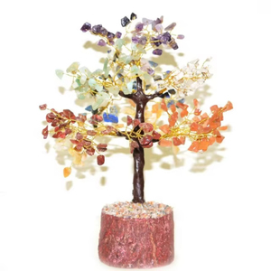 Handmade 7-<b>Chakra</b> Layered Chips Agate Crystal Feng Shui Eco-Friendly Figurine 300 BDS Brown Branch Golden Wire Bonsai <b>Tree</b> - Product Image 3