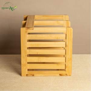 Étagère de rangement portable à 3 niveaux en bambou pressé, faite à la main, pour usage domestique, naturelle, durable et écologique - Product Image 3