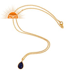 Meilleure vente Collier pendentif en argent sterling plaqué or 18 carats avec pierre précieuse lapis lazuli naturelle collier personnalisé fabricant de bijoux - Product Image 4