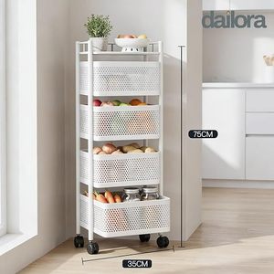 White 4-Tier Metal Storage <b>Rack</b> with Wheels for Kitchen Food Organization Minimalist Design Standing Type - Product Image 2