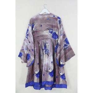 Robe midi imprimée bohème pour femmes, manches longues, col en V, coupe ample, robe florale vintage décontractée - Product Image 4