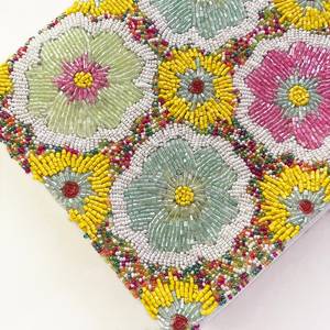 Bolso Rectangular Bordado a Mano con Cuentas de Algodón y Flores, con Cierre y Base de Poliéster, para Fiestas y Viajes - Product Image 6