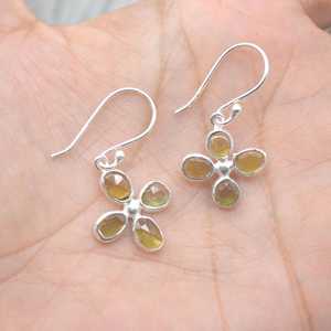 Pendientes Colgantes de Plata de Ley 925 con Turmalina Verde, Corte Clásico, Diseño Floral de Moda, Joyería de Piedra de Nacimiento de Octubre - Product Image 1