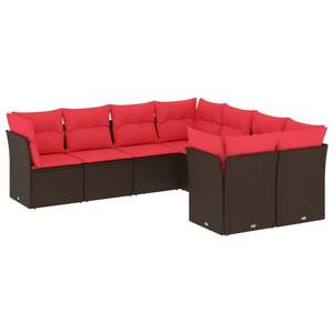 Juego de sofás de patio de ratán sintético marrón de 8 piezas con cojines, elegantes muebles de exterior - Product Image 2