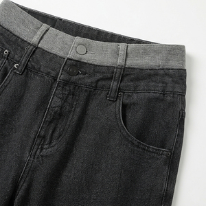 Pantalones Vaqueros Holgados de Doble Cintura para Hombre, Estilo Baggy, Pierna Ancha, Lavado Negro, Streetwear, Hip Hop, Jeans Personalizados - Product Image 4