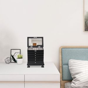 Portagioie Artigianale in Legno a 6 Strati Nero con 5 Cassetti - Product Image 3