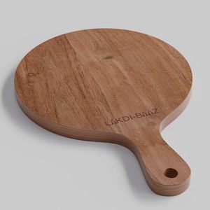 Planche à découper ronde en bois avec poignée pour servir la pizza et l'utilisation en cuisine - Product Image 2
