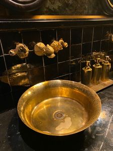 Residential Brass Wash <b>Basin</b> Handmade Premium Bathroom Bowl Sink Elegant Vanity Countertop Decorative Luxury Metal Fixture - Product Image 1